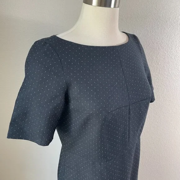 Ann Taylor Womens 6 Petite Short Sleeve Peplum Hem Sheath Dress Wool Blend - Picture 3 of 11